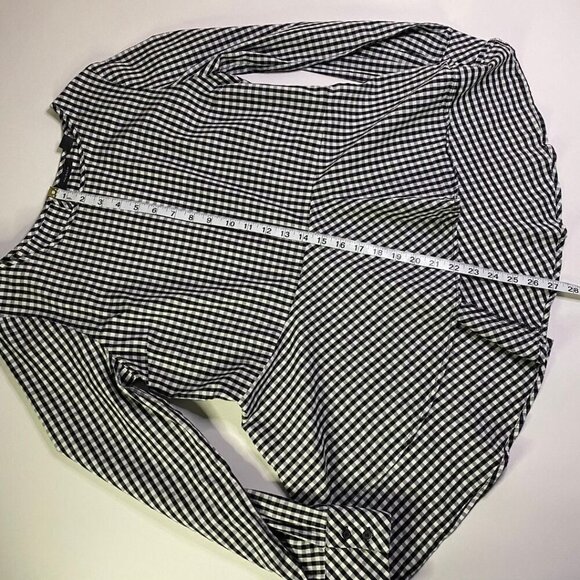 HALOGEN Black White Gingham Check Dip Ruffled Hem Size M - Picture 8 of 9
